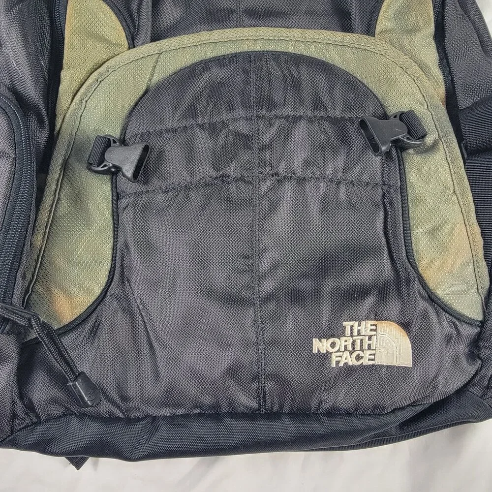 The North Face Reservoir Backpack Black Green Nylon Hiking Camping Outdoor Bag